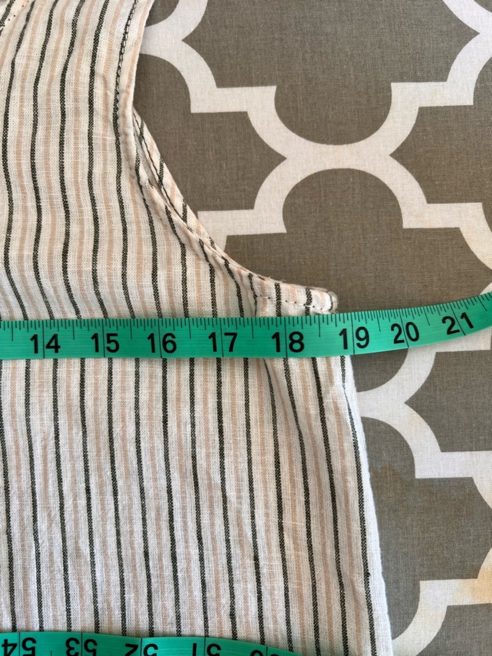 Max Studio Striped Linen Tank Dress - White with Thin Green Stripes - Picture 6 of 6